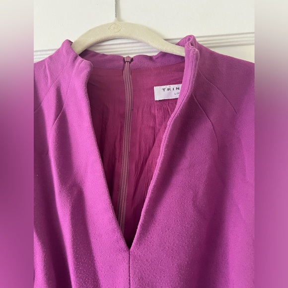 TRINA TURK V-neck Buckle Front Dress Size 10 Fuchsia / Purple Soft Mod Sheath - Picture 3 of 9